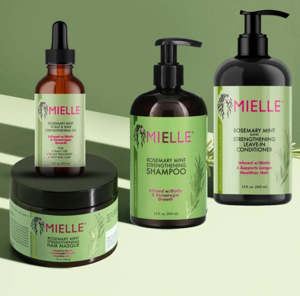 Mielle Rosemary Mint Strengthening Hair Care Set – Shampoo, Hair Masque, Oil and Leave-In Conditioner
