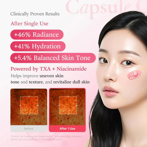 Medicube TXA Niacinamide Capsule Cream Clinically Proven Results – +46% Radiance, +41% Hydration after single use