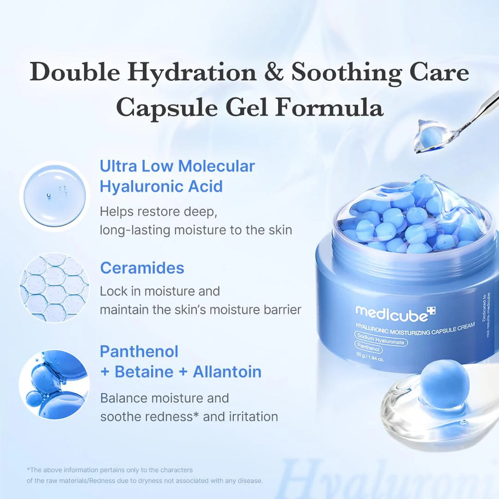 Medicube Hyaluronic Moisturizing Capsule Cream – Double Hydration and Soothing Care with Hyaluronic Acid, Ceramides and Panthenol