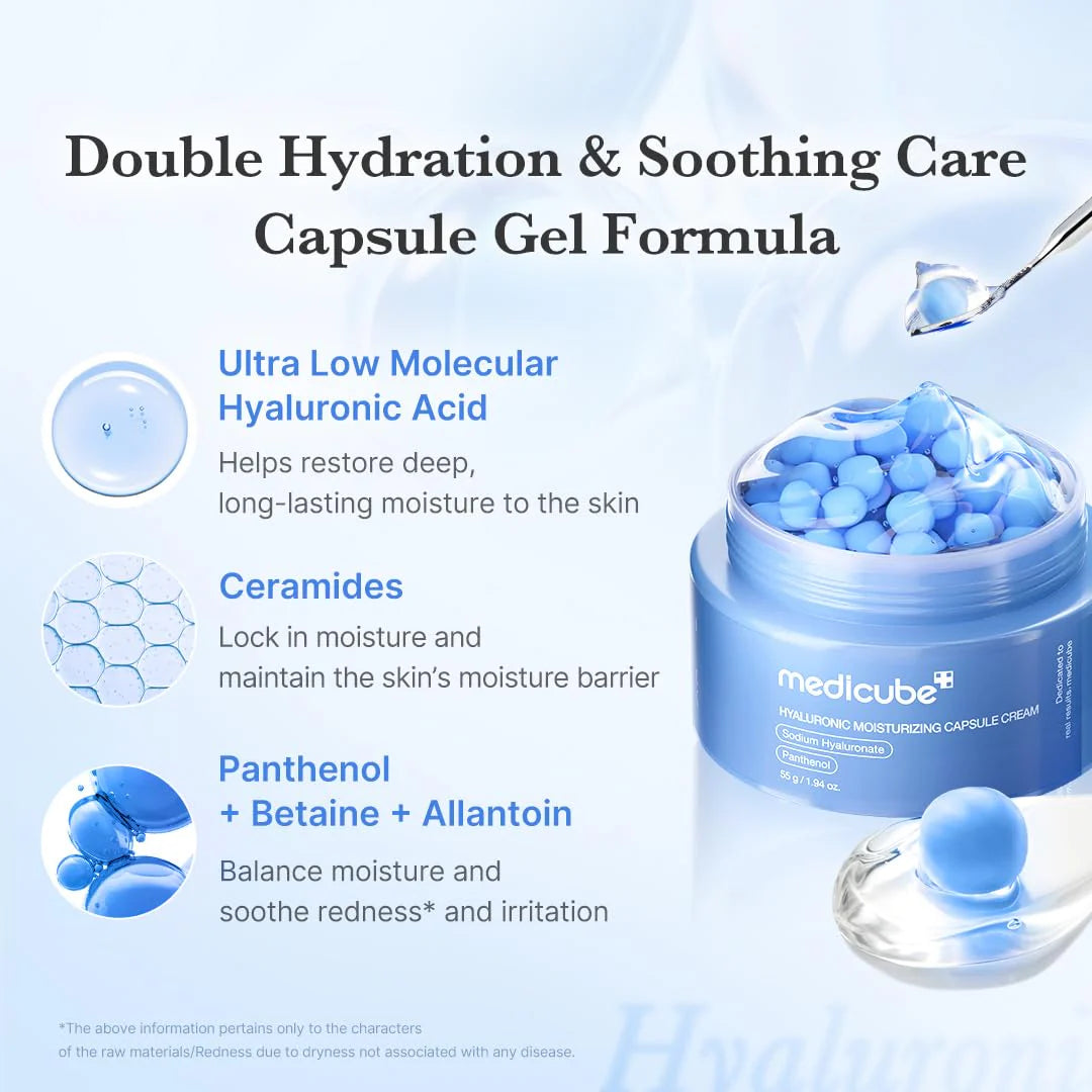 Medicube Hyaluronic Moisturizing Capsule Cream – Double Hydration and Soothing Care with Hyaluronic Acid, Ceramides and Panthenol