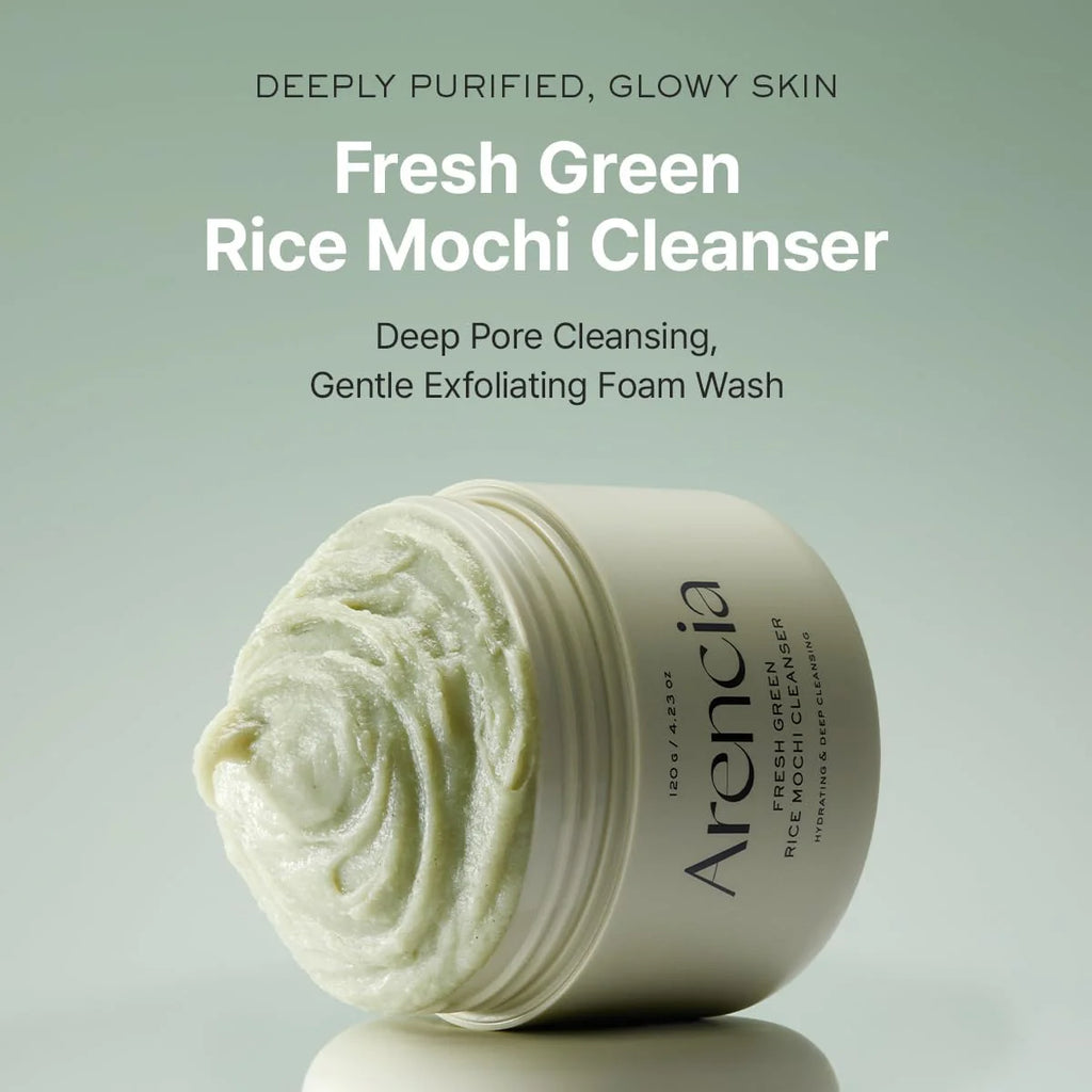 Arencia Fresh Green Rice Mochi Cleanser – Deep Pore Cleansing Gentle Exfoliating Foam Wash